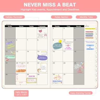 SUIN 2025-Planner, Monthly/Weekly/Dailly Appointment-Book, Medium 6.5'' x 8.5'' Agenda Journals Notebooks (Jan - Dec 2025), Light Pink - Image 3