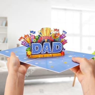 VIVIKEN Pop Up Father’s Day Card for Dad, LIGHTS & MUSIC 3D Happy Fathers Day Card from Son Daughter Wife, Best Dad Award Greeting Gift Cards for Husband Stepfather with Envelope - Image 5