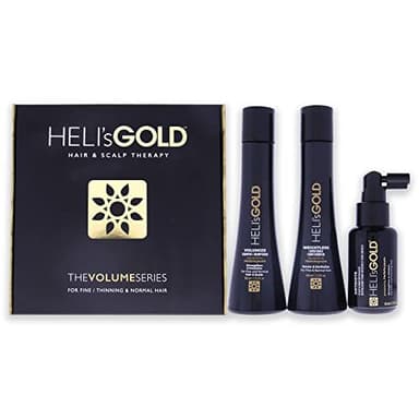 HELI's GOLD Volume Series Travel Kit - For Fine/Thin Hair - Strengthen/Repair - Volumize Shampoo - Weightless Conditioner - Scalp & Hair Revitalizer - Color Safe - 3 pc - Image 1