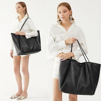 Oversize Pu Leather Tote Women Weekender Bag Shopper Handbag Travel Purse - Image 7