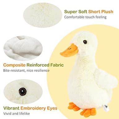 Pawaboo Squeak Plush Duck Dog Toy, Large 12'' Super Soft PlushStuffed Duck-Shaped Pet Toys, Crinkle Paper Rattle Pet Biting Training Chew Toys Non-Toxic Plush Doll for Pet Dogs, Light Yellow/Orange - Image 4