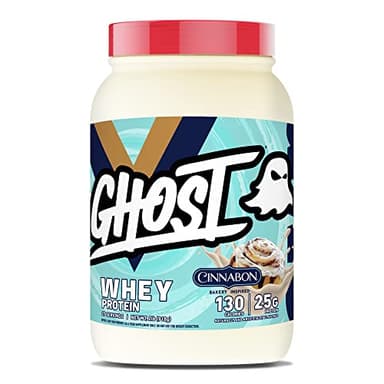 GHOST Whey Protein Powder, Cinnabon - 2LB, 25G of Protein - Cinnamon Roll Flavored Isolate, Concentrate & Hydrolyzed Whey Protein Blend - Post Workout Shakes - Soy & Gluten Free - Image 1
