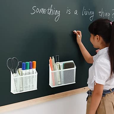 Neudeoc Locker Organizer and Accessories Kit, Includes Mesh Locker Shelf and Magnetic Pen Holder, Suitable for School, Work, Kitchen and Bathroomn (Pack of 4, White) - Image 8