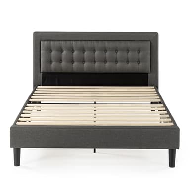 ZINUS Dachelle Upholstered Platform Bed Frame, Mattress Foundation, Wood Slat Support, No Box Spring Needed, Easy Assembly, Dark Grey, King - Image 12