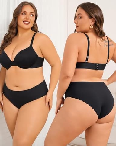 FINETOO Seamless Underwear for Women High Waisted Panties Scalloped Edge Sexy Cheeky Bikini No Show Briefs S-XXL 5 Pack - Image 3