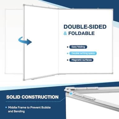 WALGLASS Large White Board Dry Erase Board, 72" x 40" Double-Sided Foldable Dry Erase Board for Wall, Magnetic Whiteboard for Office, Home, School, Kitchen - Image 3
