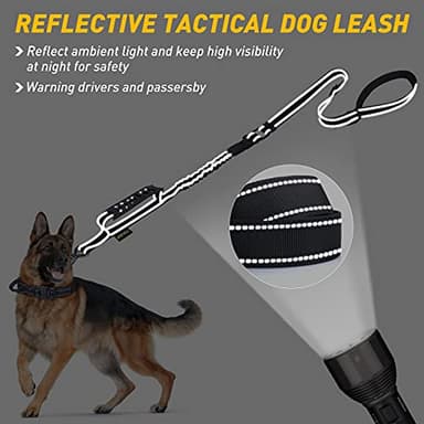 AUBELL Tactical Dog Leash Heavy Duty,4-6ft Reflective Strong No Pull Bungee Leash for Medium Large Dogs with Comfortable Padded Double Handle,Car Seat Belt,360 Degree Rotating Carabiner,Black - Image 3