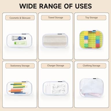 3 Pack Clear Hard Shell Zipper Case - Clear Waterproof Cosmetic Bag with Zipper, Kid's Toy Storage Organizer Bins, Charging Cables, creative journaling, painting brushes, Threads,Sketch Supplies - Image 5