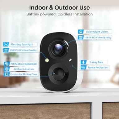 MaxiViz 2K Security Cameras Wireless Outdoor, Battery Powered WiFi Cameras for Home Security Indoor with AI Motion Detection, Color Night Vision, 2-Way Talk, IP66, SD/Cloud Storage, 2 Pack - Image 8
