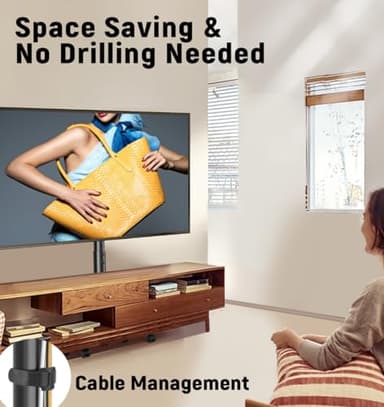 YOMT Mobile TV Cart Rolling TV Stand for 13-50 inch Screens, Tilting and Rotating Mount, Portrait to Landscape, Height Adjustable Portable TV Stand with Wheels Holds up to 44lbs Max VESA 200x200mm - Image 5