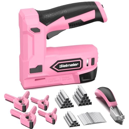 Bielmeier Pink Cordless Staple Gun, 2-in-1 Nail Gun Battery Powered with 2600Pcs Staples and Nails, 4V Brad Nailer Tacker Electric Stapler for Upholstery, Material Repair, Carpentry, Wood, DIY - Image 1