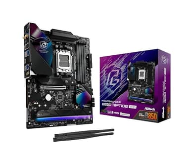 ASRock AMD B850 Phantom Gaming Riptide WiFi 7 Socket AM5 Ryzen 9000/8000/7000 Series DDR5 8000+ (OC) MHz 256GB ATX Motherboard M.2 SATA3 6.0 Gb/s PCIe 5.0 - Image 1