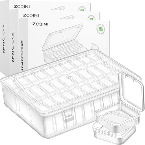 Bead Organizer, 90Pcs Small Clear Plastic Bead Storage Containers with Label, 3 Large Craft Storage Cases with Hinged Lid, Storage Box for Jewelry Making Diamond Art DIY Bracelet Seed Screw Mini Parts - Image 1