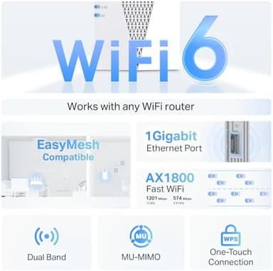 TP-Link RE615X AX1800 WiFi 6 Range Extender w/Ethernet Port | 1.8G Dual-Band Wireless Repeater Amplifier | Up to 2100 Sq. Ft., 64 Devices | Internet Signal Booster | APP Setup | EasyMesh Compatible - Image 4