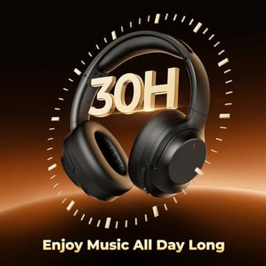 Active Noise Cancelling Headphones, Upgraded Wireless Bluetooth Headphones Over Ear with ENC Mic, HiFi Stereo Deep Bass, Noise Canceling Headphones Lightweight, BT 5.4, for Travel/Office/Home, Black - Image 8