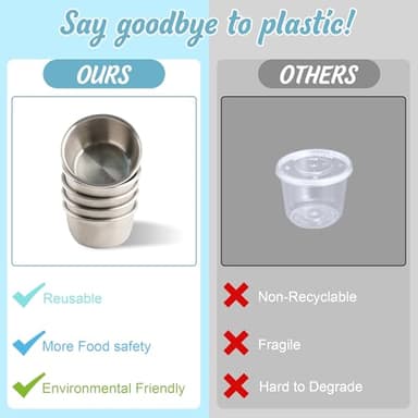 6x1.6 Oz Salad Dressing Containers With Lids, Small Leakproof Reusable Stainless Steel Salad Dressing Container To Go For Lunch Boxes,Sauce containers, Picnics,Travel Meal Prep And Kitchen Storage. - Image 6