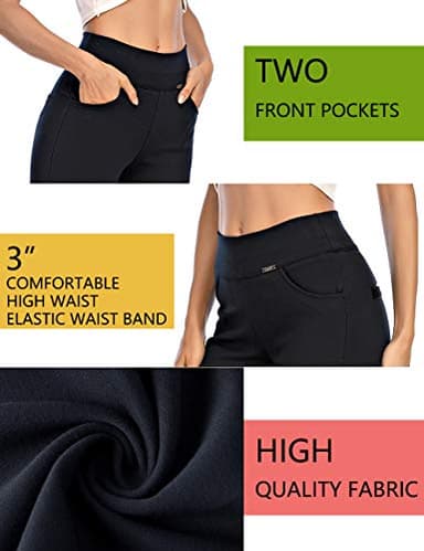 neezeelee Dress Pants for Women Comfort Stretch Slim Fit Leg Skinny High Waist Pull on Pants with Pockets for Work (Black, 10 (X-Large)) - Image 4