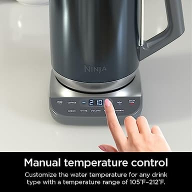 Ninja KT200BL Precision Temperature Electric Kettle, 1500 watts, BPA Free, Stainless, 7-Cup Capacity, Hold Temp Setting, Blue Stainless - Image 6
