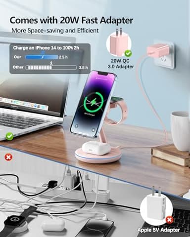 3 in 1 Charging Station for Apple Devices 18W Fast Mag-Safe Charger Stand Magnetic Wireless Charger Station for iPhone16 15 14 13 12 Pro/Pro Max/Plus/Mini AirPods 2/3/Pro iWatch Ultra/8/7/SE/6/5/4/3/2 - Image 6