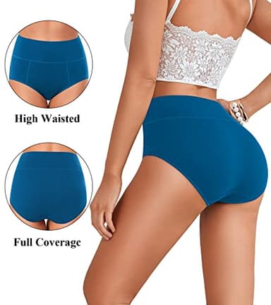 ASIMOON Women's Cotton Underwear High Waisted Tummy Control Briefs Postpartum Soft Stretch Ladies Panties for Women XL - Image 4