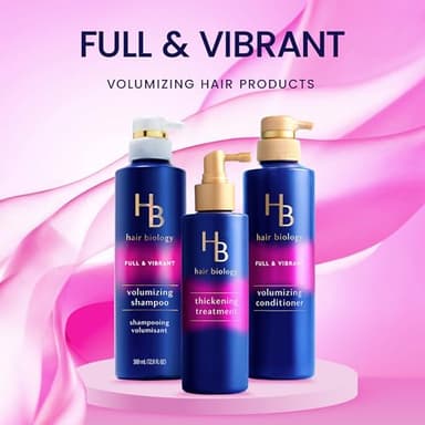 Hair Biology Full & Vibrant Set Including: Volumizing Shampoo (12.8 Fl Oz), Conditioner (12.8 Fl Oz) & Thickening Treatment (6.4 Fl Oz), for Thin or Fine Hair, Biotin Infused, Paraben-Free, Color-Safe - Image 2
