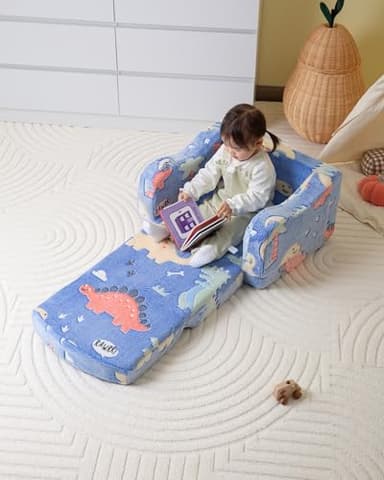 Thick Comfy Toddler Chair and Couch for Kids,2-in-1 Soft Plush Fold Out Sofa for Children,Convertible Couch to Lounger for Toddler - Image 7