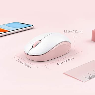 seenda Wireless Mouse, 2.4G Noiseless Mouse with USB Receiver Portable Computer Mice for PC, Tablet, Laptop, Notebook - Pink & White - Image 6