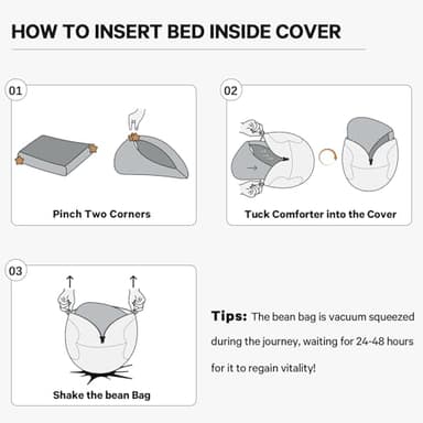 Bean Bag Chairs for Adults - Giant Bean Bag Chair Convertible Bean Bag Bed - Beanbag Chair with Micro Fiber Cover/Furniture Foam Filler - Floor Couch Sofa in Bedroom Dorm Room - Full Charcoal - Image 9