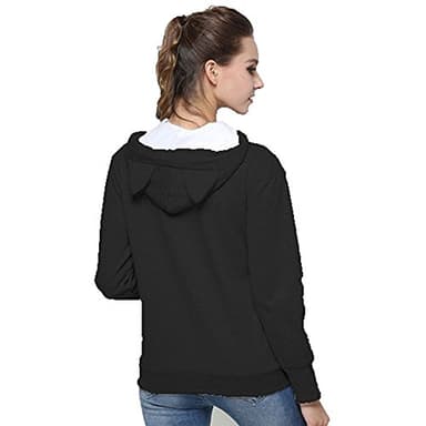 Jomago Womens Pet Carrier Thin Hoodies Kitten Puppy Pouch Shirts Animal Holder Hood Long Sleeve Sweatshirt Thin Black - Image 2