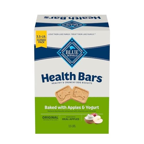 Blue Buffalo Health Bars Crunchy Dog Biscuits, Oven-Baked With Natural Ingredients, Apples & Yogurt, 3.5 lb Box - Image 1