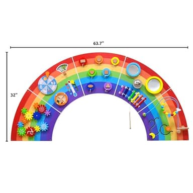 SPARK & WOW Rainbow Activity Wall Panels | Ages 18m+ | Montessori Sensory Wall Toy | 10 Activities | Busy Board | Toddler Room Decor - Image 3