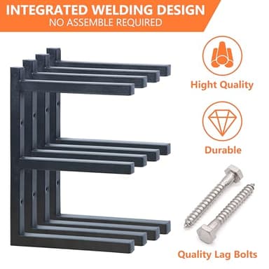 Wood Storage Racks with 3 Level, Garage Organizer Lumber Storage Rack Wall Mounted, Workshop Organizers Wood Wall Shelving, Lumber Metal Racks for Garage, Basement, Indoor and Outdoor (Black-4 Pack) - Image 7