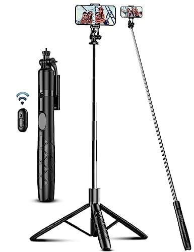 71" Phone Tripod & Selfie Stick, All in One Extendable Cell Phone Tripod with Wireless Remote, Tripods Stand for iPhone & Travel Selfie Stick 360° Rotation Compatible with iPhone Android, Camera - Image 1
