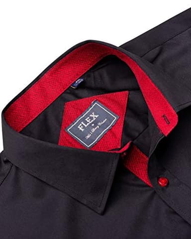 J.VER Mens Dress Shirts Stretch Wrinkle Free Button Down Shirt Casual Long Sleeve Business Formal Stylish Tops Black Red Small - Image 5