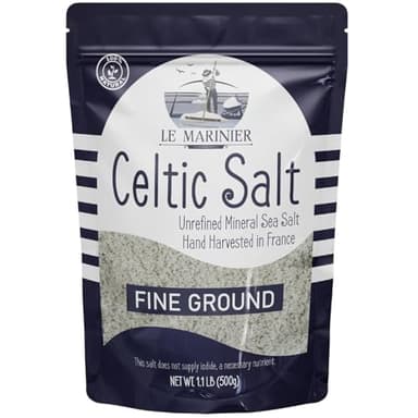 Le Marinier Celtic Salt Organic Fine Ground, 1.1lb - 18oz. Mineral Rich. 100% Natural and Unrefined. French Sea Salt Organic Vital Minerals. Hand Harvested Mineral Salt (1.1lb Fine Ground) - Image 1