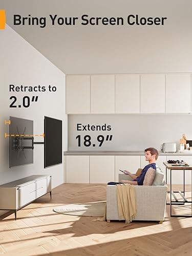 Perlegear Full Motion TV Wall Mount for 26-55 inch Flat or Curved TVs, Wall Mount TV Bracket with Articulating Arm, Swivel, Tilt, Extension, Corner TV Wall Mount Max VESA 400x400mm up to 60 lbs PGMFK3 - Image 6