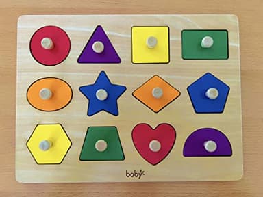 Dailyfunn Montessori Toy Shape Peg Puzzles Baby Puzzle 12-18-24 Months with Knob for Infant-Toddlers 1-3 - Image 5