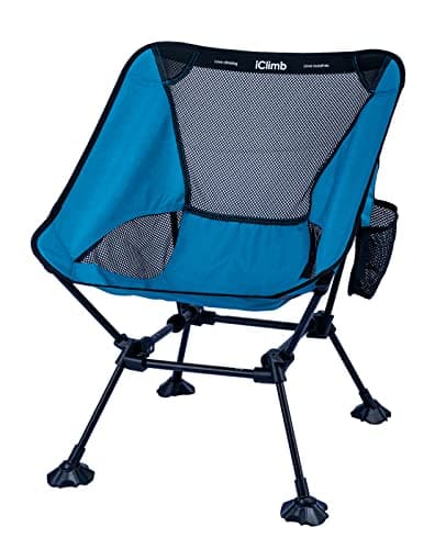 iClimb Ultralight Compact Camping Folding Beach Chair with Anti-Sinking Large Feet and Back Support Webbing (Blue - Square Frame) - Image 1