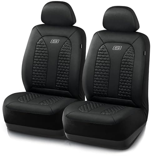 Skechers Memory Foam™ Car Seat Covers, Hexcomb Breathable Thick Seat Covers Black Two Front Seat Covers, Airbag Compatible, Automotive Comfort & Protection for Most Cars,Van,Trucks, SUVs (Black) - Image 1