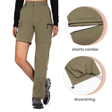 Cycorld Women's-Hiking-Pants-Convertible Quick-Dry-Stretch-Lightweight Zip-Off Outdoor Pants with 5 Deep Pockets (Khaki, Large) - Image 3