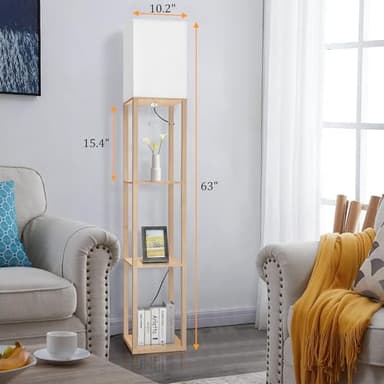 Dott Arts Floor Lamp with Shelves, Floor Lamps for Living Room Decor Display Shelf Lamps with 3 Color LED Bulb, Modern Floor Lamp for Bedroom Standing Lamp for Living Room Office,Home Decor（Burlywood） - Image 5