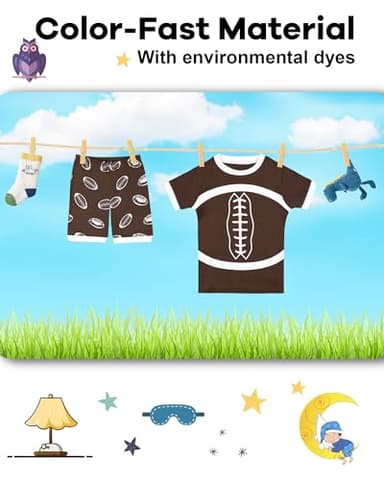DAUGHTER QUEEN Boys Football Pajamas Set Short Sleeve Pjs for Boys Summer Pj Kids 100% Cotton Sleepwear Sleeping Clothes Jammies Size 9 10 Age 8-10 Years Old Large - Image 7