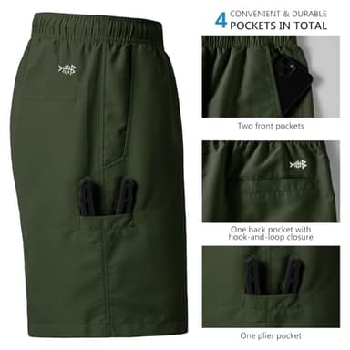 BASSDASH Men's 8''Fishing Water Shorts Quick Dry UPF 50+ Lightweight Cargo Hiking Kayaking Casual Bottom Army Green - Image 4