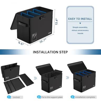 ELOBOON Graded Comic Book Storage for 30 Comics, Fireproof & Water-Resistant & Moistureproof Stackable CGC Comic Book Box with Label Window and Lock, Comic Book Case with Internal Triple Dividers - Image 3