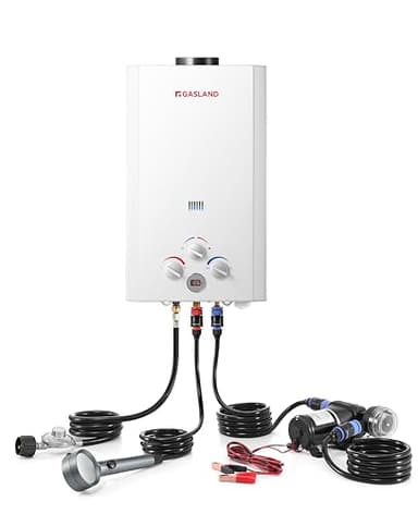 GASLAND 2.64 GPM Propane Tankless Water Heater with Pump & Pipe Strainer for Camping and Off Grid Cabins, 10L Outdoor On Demand Hot Water Heater - Image 1