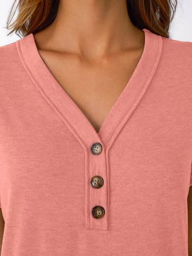 AUTOMET Short Sleeve V Neck T Shirts Womens 2025 Summer Spring Fashion Business Casual Dressy Cute Lightweight Loose Fit Work Tshirts Ladies Blouses Henley Tops Clothes Outfits Clothing Coral - Image 5