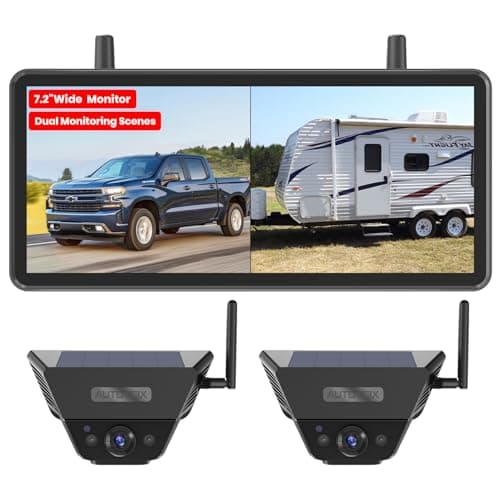 Solar Backup Camera Wireless for RVs and Trailers No-Installation - 7.2" HD 1080P Monitor,Dual Camera System, Strong Magnetic Scratch-Proof Rear View Camera for Trucks, Campers, SUVs, and Cars - Image 1