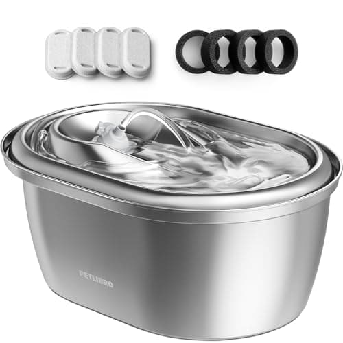 PETLIBRO Stainless Steel Cat Water Fountain, 101oz/3L Pet Water Fountain for Cats Inside, Food-Grade Dog Water Fountain, Automatic Water Dispenser with 4 Filters & 4 Sponges - Image 1