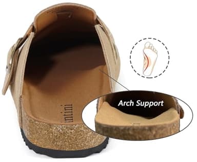 Unisex Suede Leather Clogs Mules Mens Womens Genuine Cork Footbed House Slipers with Arch Support and Adjustable Buckle Apricot - Image 3