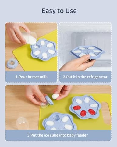 Silicone Baby Fruit Food Feeder (2 Pack) with Freezer Nibble Tray, Breastmilk Popsicle Molds for Baby Teething Relief, Silicone Feeder for Safe Infant Self Feeding, BPA Free, Dishwasher Safe, 3 Month+ - Image 5